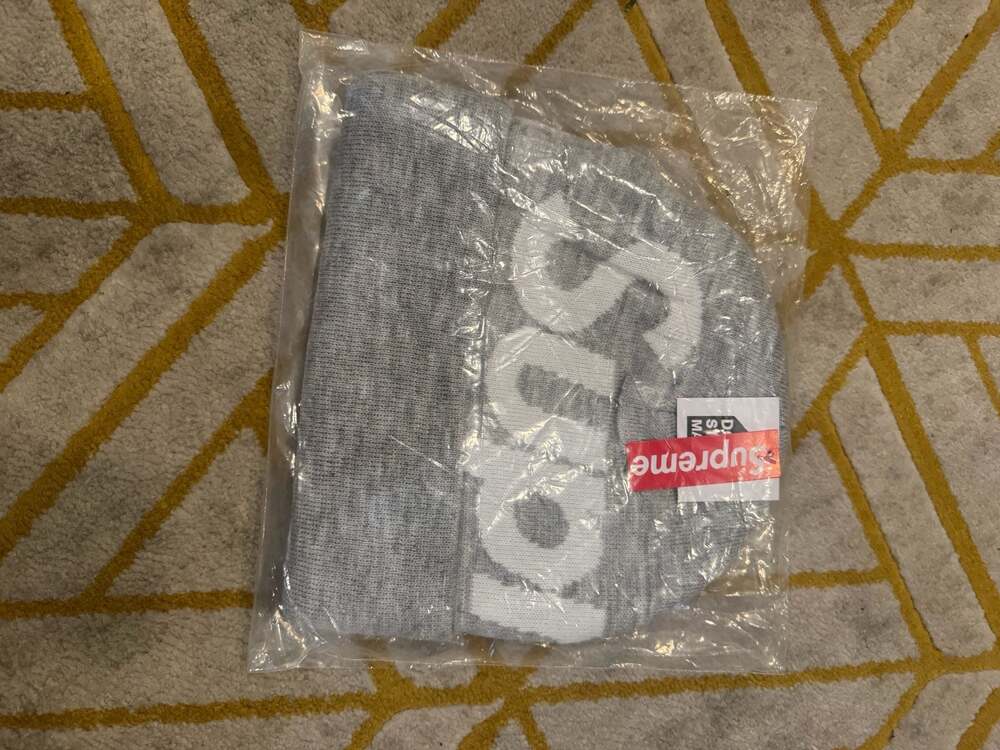 Supreme Big Logo Beanie Heather Grey FW24